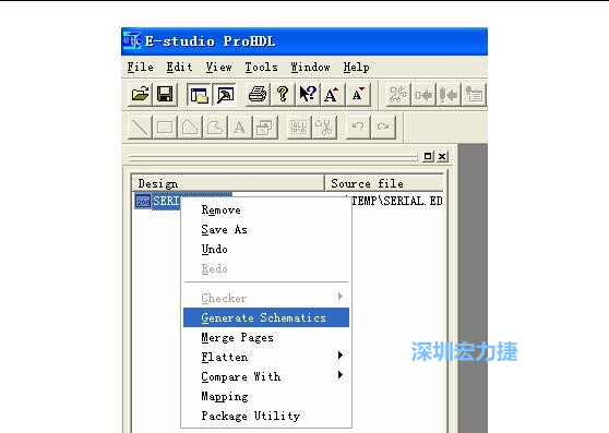 4．右鍵點擊 Serial.EDF 文件，選擇 Generate Schamatics：
