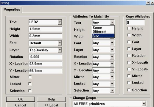 4. 可對字符和阻焊進行適當的調整，以方便處理文件和提高效率，字符可以通過Global過濾器設置條件進行快速調整不同格式的字符